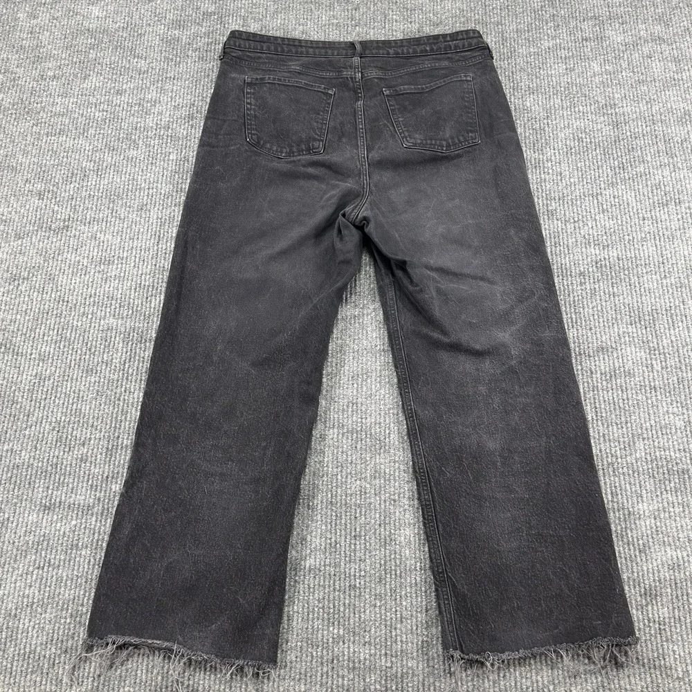 Old Navy Sky Hi Wide-Leg Jeans Womens 16 Charcoal Wash High‎ Rise Raw Hem Denim